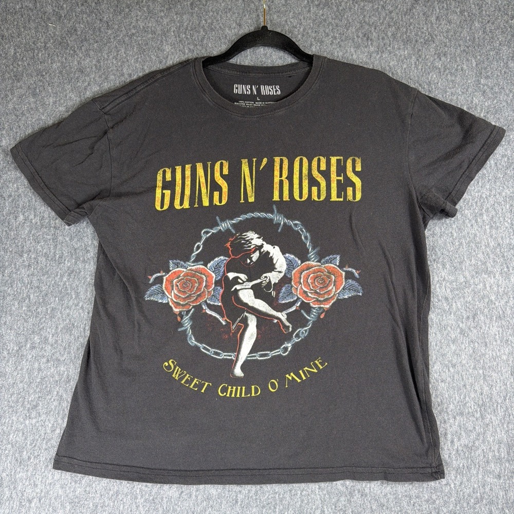 Guns N Roses Sweet Child O Mine Graphic T-shirt Women L Grunge Rock Faded Music